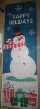 Christmas Snowman Winter Door Cover Flag / Banner Approx. 25" x 76"