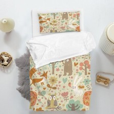 3D Animals Owl Forest Floral Quilt Cover Set Duvet Cover Bedding Pillowcases