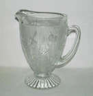 Jeannette Glass IRIS AND HERRINGBONE Crystal Large Footed Water Pitcher