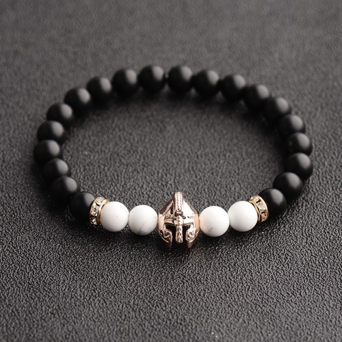 Men Natural Stone Gold Silver Spartan Helmet Beaded Charm Bracelet Bangle Gifts - Picture 93 of 93