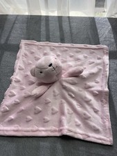 Starting Out Baby Small Lovey Security Blanket Light Pink Bear Embossed Hearts