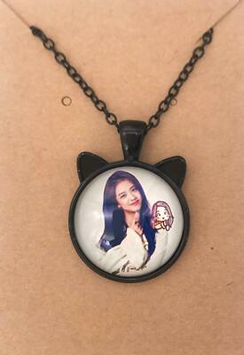 Kpop Korean Idol Group Jisoo Picture Black Stainless Necklace Chain Pendant