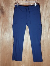 scrubstar pants size small relaxed straight cargo pockets drawstring navy blue