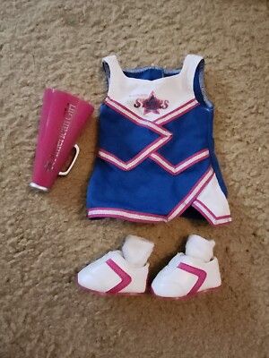 American Girl Doll STARS Cheerleader Blue Outfit Pink Megaphone Shoes Socks 