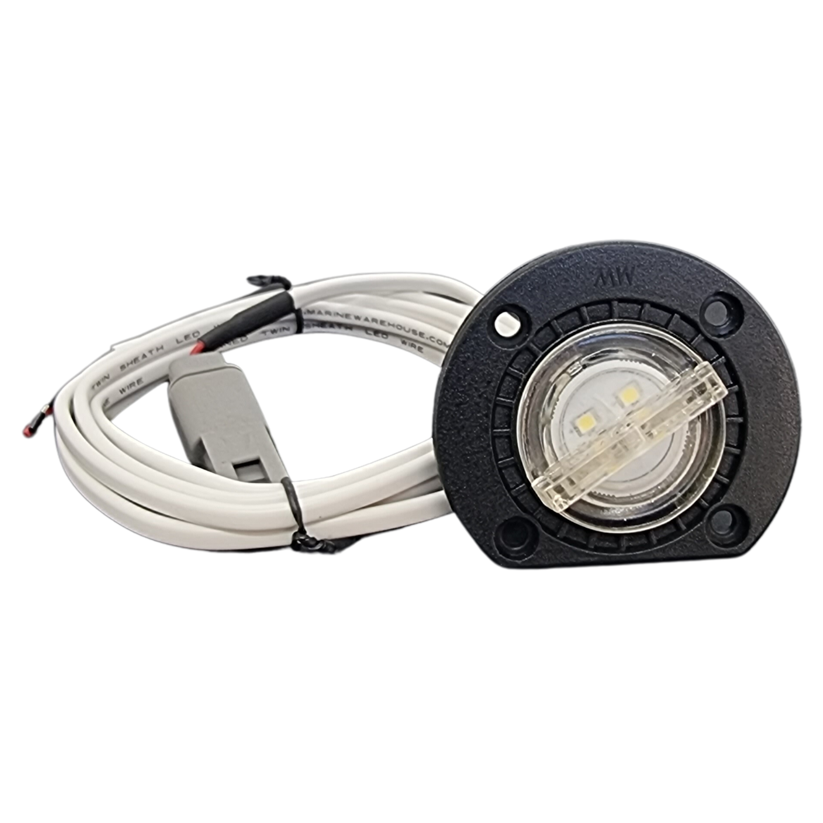 Blue LED Bung Light with Base Mount 12V Marine Tinned Wire Fully