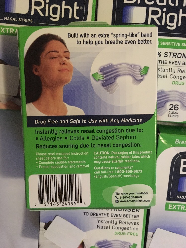 3 Packages Breathe Right Nasal Strips Extra Strength 26 Strips
