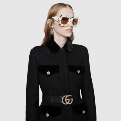 Gucci Sz 38 XS 2020 Cruise Wool Velvet Logo Coats 550978 ZAAL6