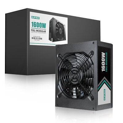 GPNE 1600W ATX Computer Case Power Supply Gaming Fully Modular PC PSU 140mm Fan