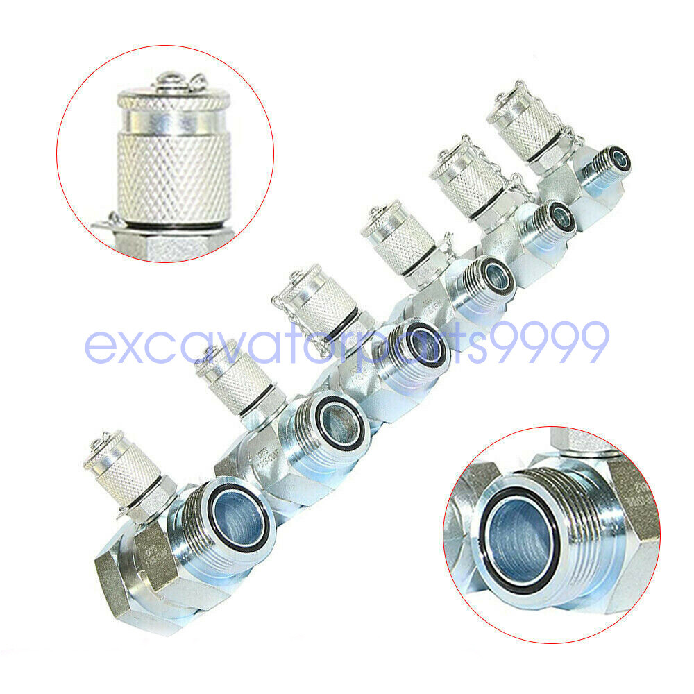 7PCS JIC37 Hydraulic Swivel Run Tee Connectors,Test Coupling Point for Excavator