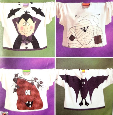Uncut McCall Craft 4191 Sew Pattern Sweatshirt Halloween Appliques Mummy Vampire