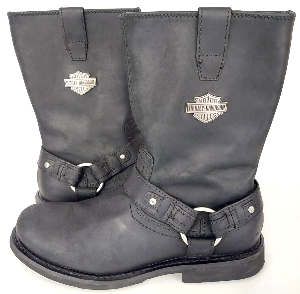 harley davidson mens black leather motorcycle boots size 10 m zip 93114