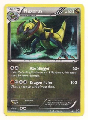 Pokemon Card: Haxorus 16/20 HP Heavily Played Dragon Vault Holo