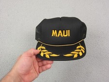 Vintage MAUI Trucker Hat Men Black OS Mesh Snapback Cap Scrambled Eggs Hawaii