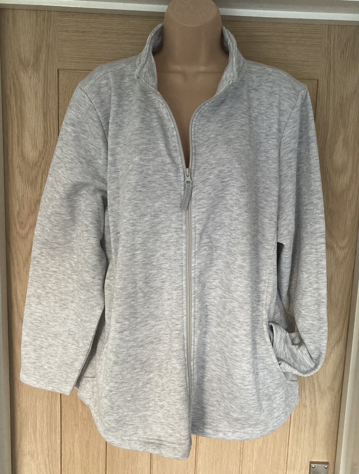 Ladies Grey Jersey Jacket Coat Top Jumper Size 24 eBay