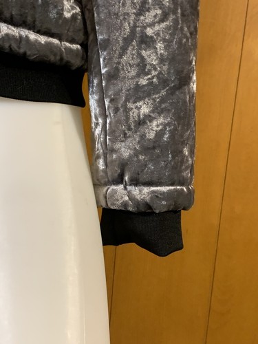 Blouson bomber peluche velours écrasé gris argenté moyen neuf avec étiquette - Photo 6/6
