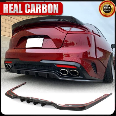For 2018-2022 Kia Stinger Carbon Fiber Rear Bumper Lip Diffuser Spoiler Splitter - Image 1 of 4