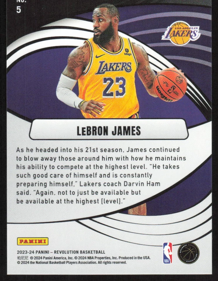 2023-24 Panini Revolution Supernova #5 LeBron James Los Angeles Lakers - Image 2 of 2