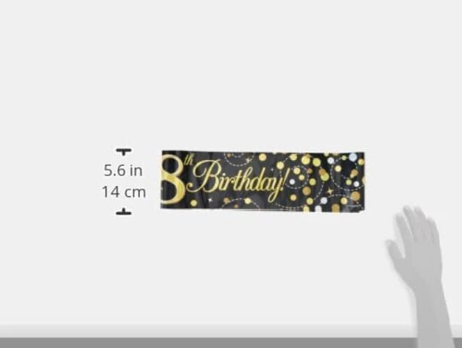 Indoor Use 9ft Gold & Black Holographic 18th Birthday Banner - Hand Wash Only - Image 3 of 3