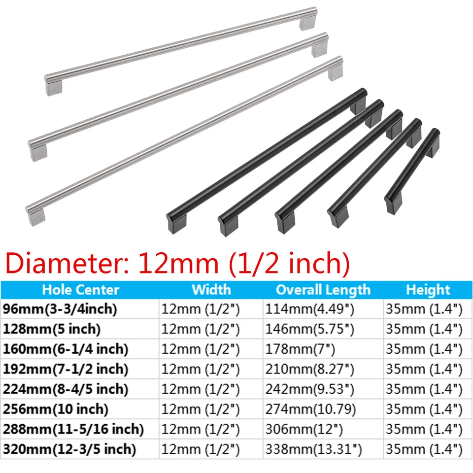 Modern Cabinet Handles Brushed Nickel Bar Pulls Kitchen Drawer Stainless Steel - Image 4 of 4