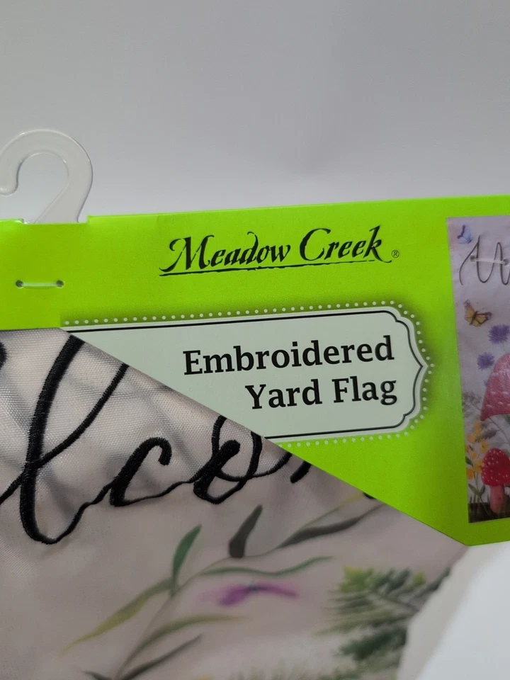 Meadow Creek Hand Stitched Recycled Fabric Embroidered Garden Flag Women Owned - Image 2 of 4
