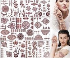 Tatuajes de henna, pegatinas temporales, plantillas de tatuajes marrones