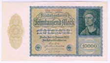 1922 Germany 10000 Mark 395068 Reichbanknote Paper Money Banknotes