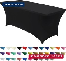 6 FT Black Spandex Table Cover Stretch Fitted Wrinkle Resistant Tablec