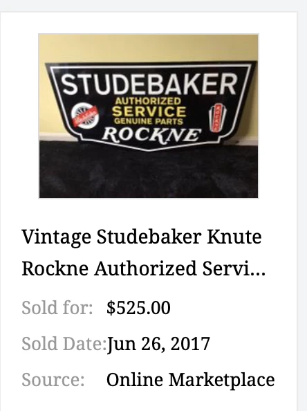 DE COLECCIÓN STUDEBAKER KNUTE ROCKNE PIEZAS DE AUTO Y CAMIÓN 12" METAL GASOLINA Y ACEITE LETRERO! Foto 3 de 4