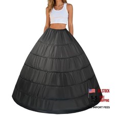 Women's Hoop Skirt Crinoline Petticoat A-Line Underskirt Slip One Size Black