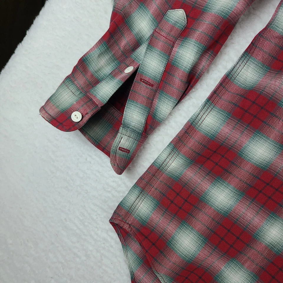 Camisa de Franela Polo Ralph Lauren De Colección Para Hombres XL Roja Verde Algodón a Cuadros Abotonada * Foto 2 de 4