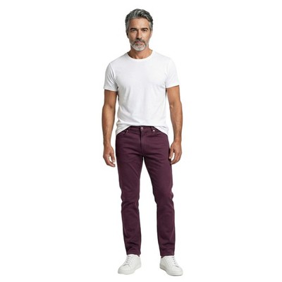 BRUNELLO CUCINELLI MEN'S BURGUNDY DENIM FIVE-POCKET TROUSERS MSRP $865