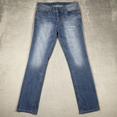 Calvin Klein Jeans Slim Straight Jeans Mens 32x32 Blue Light Wash Zip Fly