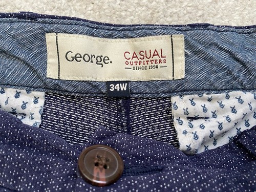 George Men's Shorts Waist 34" Navy Blue Print With Pockets, Summer Casual - 第 5/7 張圖片