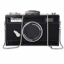 QZUnique Women's Camera Shaped Casual Cross body Shoulder Handbag Purse A-black