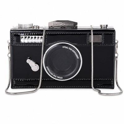 QZUnique Women's Camera Shaped Casual Cross body Shoulder Handbag Purse A-black