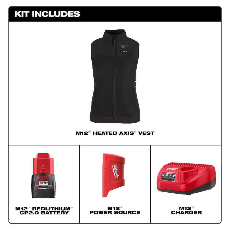 Women'S Medium M12 12-Volt Lithium-Ion Cordless Axis Black Heated Vest Kit with - Image 4 of 4