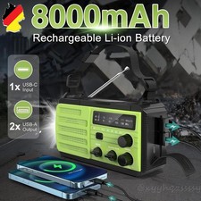 8000 mAh Kurbelradio Notfallradio Solarradio mit Powerbank Taschenlampe Notfälle