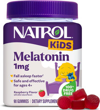 Natrol Kids Melatonin Gummies 1mg, 60 or 90 Raspberry Sleep Gummies for Kids