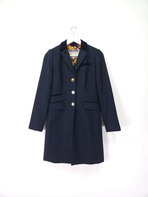 Joules Duchess Mantel Gr. 10 dunkelblau Fischgrät Tweed Longjacke Overcoat