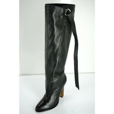 Derek Lam Black Leather Tonya Strap Knee Heel...