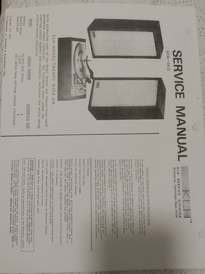 KLH Model 20 Stereo System Service Manual Photocopy