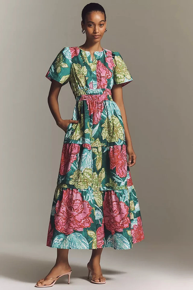 sachin and babi light blue dress Mango Cotton Drop Waist Maxi Dress In Brown