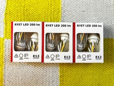 IKEA RYET LED bulb E12 200 lumen 2W 2700k, chandelier/twisted clear,6 bulbs set