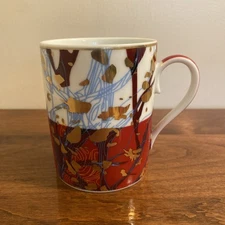 Legle Porcelain D'Art France Mug Gold Leaf Red White Limoges