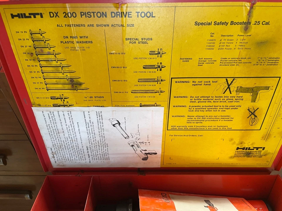 NOS Hilti DX 200 Powder-Actuated Fastening Tool Kit w/ Metal Case NEW - Image 3 of 3