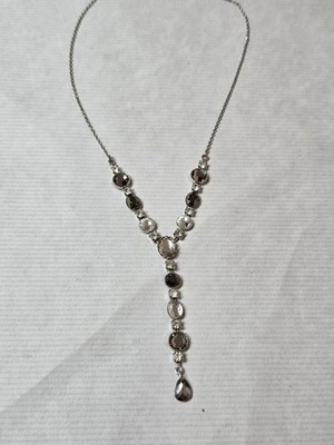 Grey and silver rhinestone Y-Drop Accessorize necklace