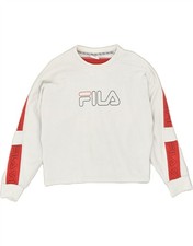 FILA Womens Graphic Sweatshirt Jumper UK 6 XS Grey Colourblock Cotton RY15