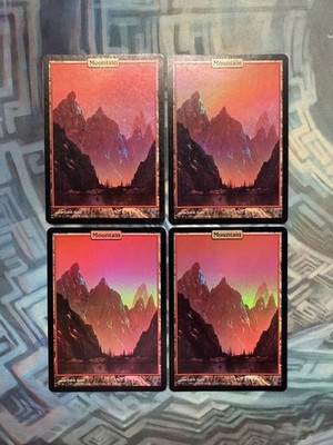 MTG 4X Foil Full Art Mountain LP-/MP+ Unhinged