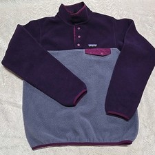 Vintage Patagonia Pullover Womens Small Purple Gray Synchilla Snap T Fleece
