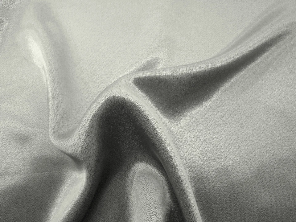 5 Yds- Gorgeous Designer SILVER-PALE GRAY Crepe backed Charmeuse SATIN Fabric - Image 3 of 4